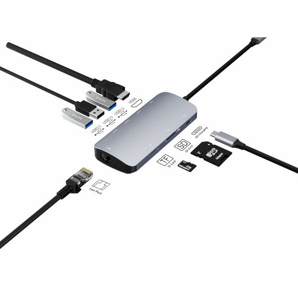 Asonic USB C 8u1 na HDMI,LAN, U3.0/Tip C, SD čitač