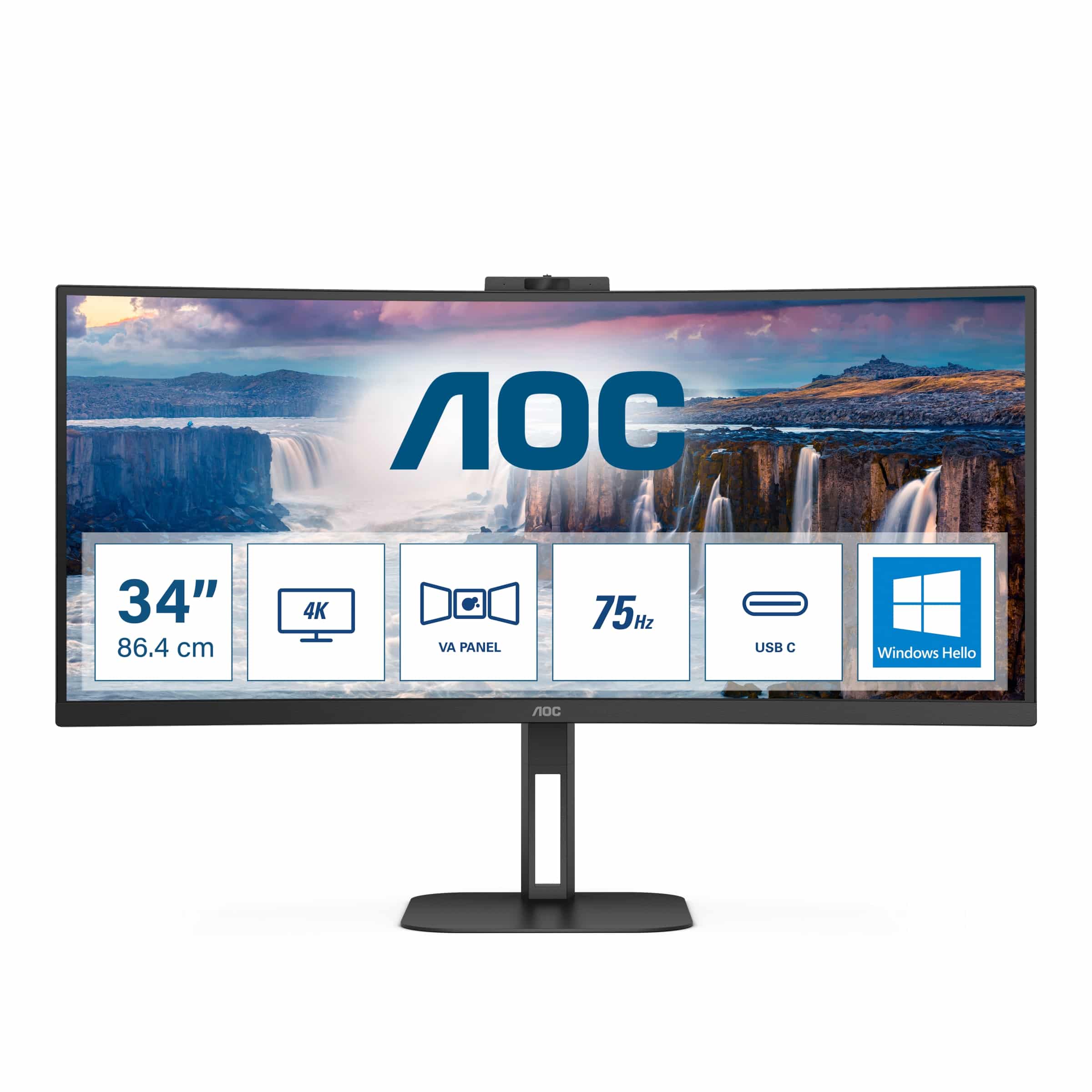 AOC CU34V5CW, 34", HDMI, DP, WCAM, USB-C, HAS - Slika 2
